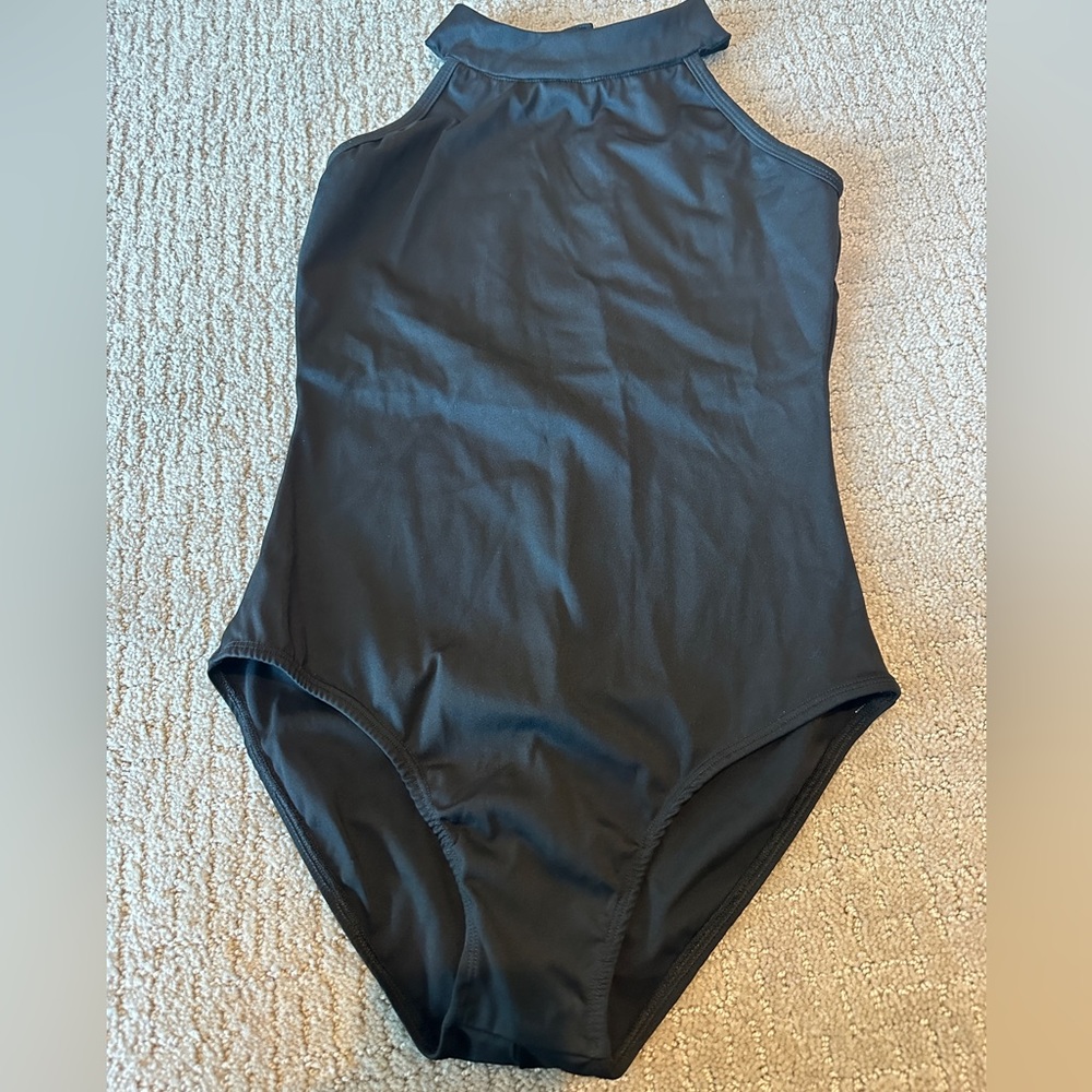 Black High Neck Halter Leotard